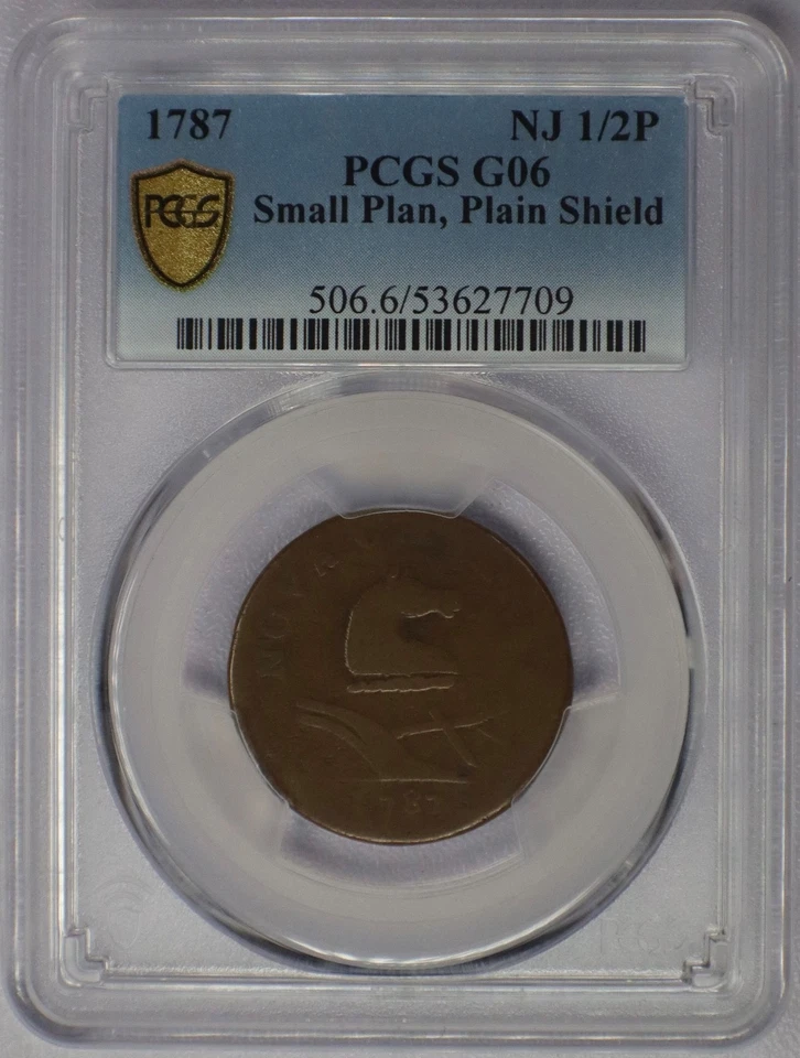 1787 New Jersey 1/2P Small Plan, Plain Shield - PCGS G 6 - Image 3 of 4