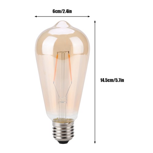 LED Filament Lamp ST64 E27 Brown Glass Edison Retro Creative Bulb (2W) - Picture 9 of 10