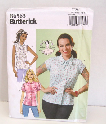 Butterick 6563 Easy Button Front Tops w/Sleeve Options Misses' 6-14 Pattern UC