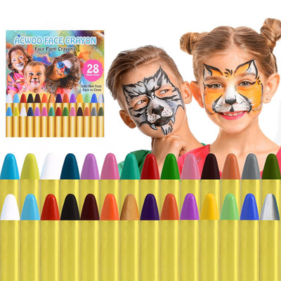 28 Farben Gesichtsfarbe Schminkstifte Bodypaint Schminkpalette Für Faschingsschm