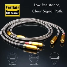 Pair 16 Cores OCC Copper Silver Plated RCA Cable Hi-Fi Interconnect Signal Wires