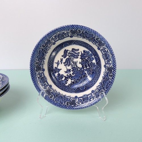 English Ironstone EIT Old Willow Blue Desert Bowls Set of 4 Staffordshire - 第 3/8 張圖片