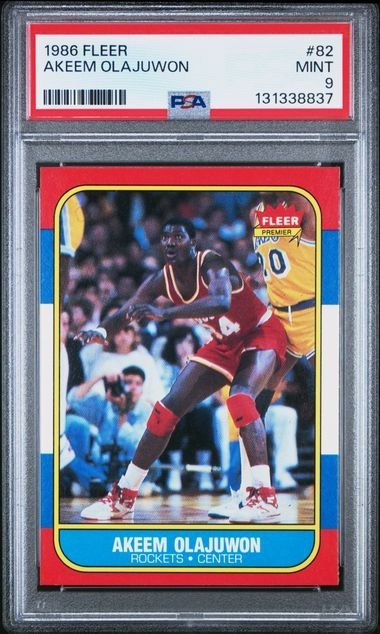 PSA 9 - 1986-87 Fleer HAKEEM AKEEM OLAJUWON ROOKIE RC #82 (8837) FRESH GRADE