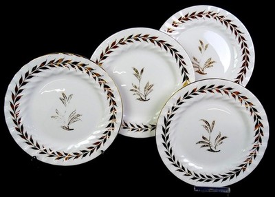 Queen Anne Porcelain Golden Laurel Pattern 4 Piece 6 1/4'' Bread Plates 1955-1966