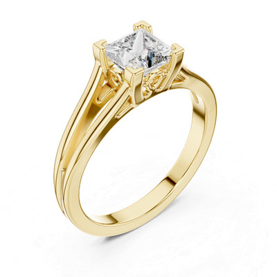 Princess Cut Certified Lab Grown Diamond Designer Promise Ring 14k Gold Over