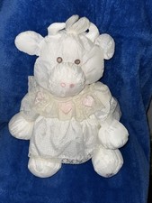 Vintage 1986 FISHER PRICE WHITE PUFFALUMP COW LACE AND PINK HEARTS DRESS 15  