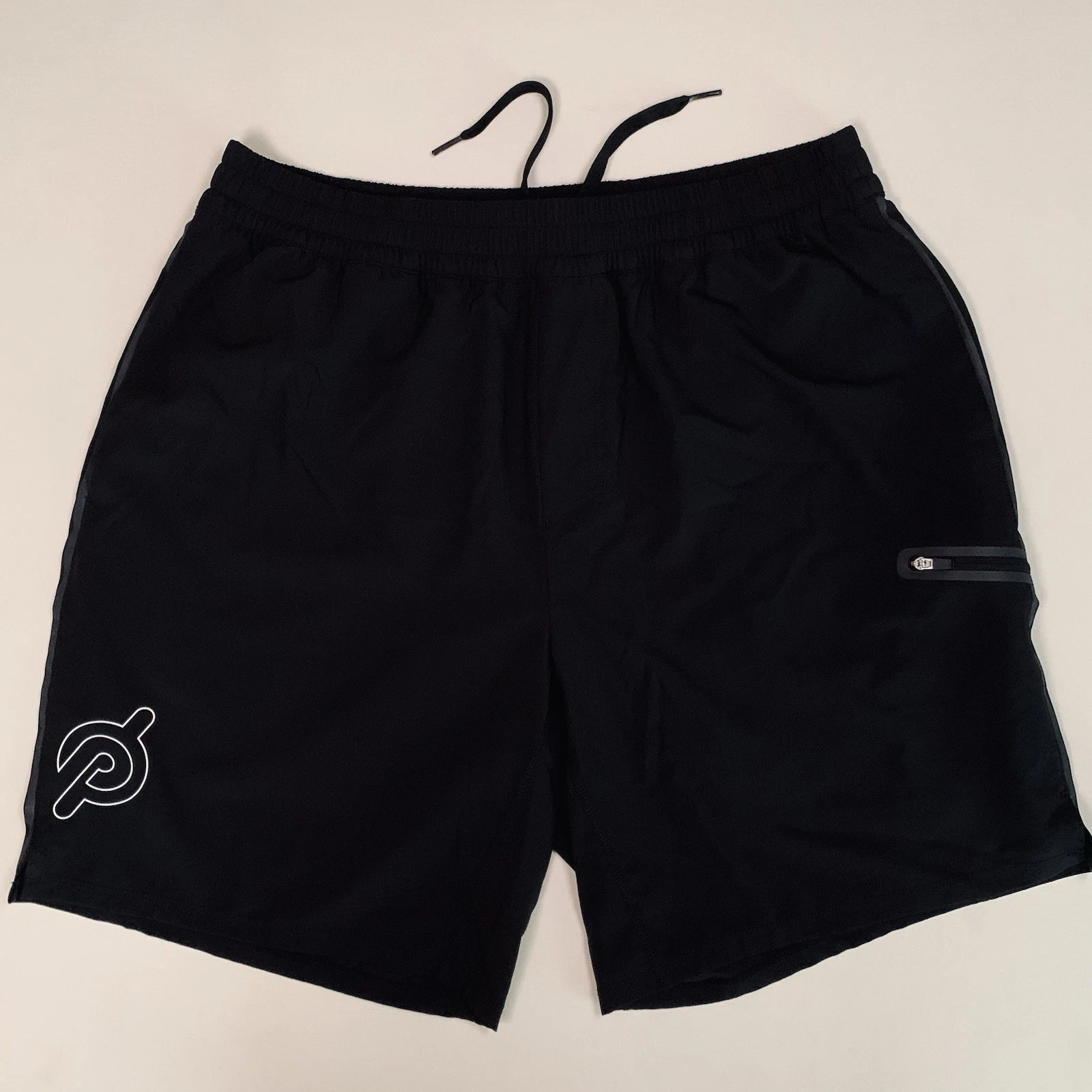 Peloton Shorts Mens Large 8" Inseam Black Lined Zip Pocket Athletic Running Bike