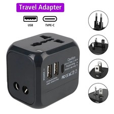 All-in-One Wall Travel Charger Adapter - US EU UK AU Plugs with 2 USB 1 Type C