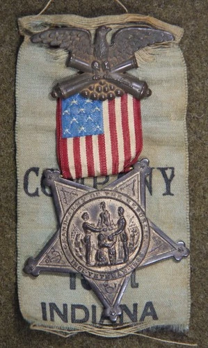 1880's G.A.R. Civil War Veteran Medal Numbered w/ Co. I 151st Indiana Ribbon