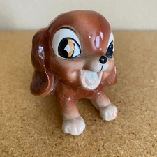 Vintage Kreiss Ceramic Puppy Dog Figurine Brown Big Eyes MINT 3"x3.5"
