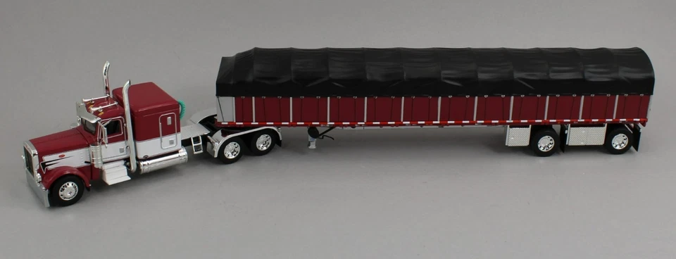 2025 DCP 1:64 *MAROON & WHITE* Peterbilt 389 63" Flattop w/WILSON COVERED WAGON - Image 2 of 4