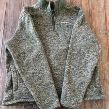 Orvis Sweater Mens Small Green Heather Fleece 1/4 Zip Classic Fit Pullover L