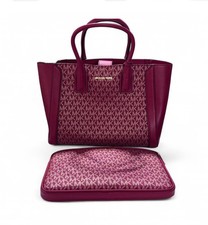 Michael Kors Kali Medium Satchel Chili/Gold Logo Tote w/ iPad Case NWT