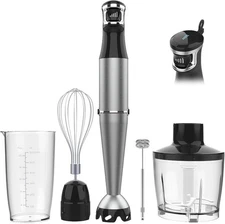 Immersion Hand Blender 1100W with Variable Speed – 4-in-1 Hand Mixer Set with Wh