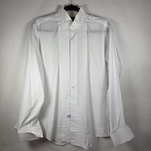 Adolfo Aetna Mens Sz 15.5 / 35 White Cotton Pleated Bib Wingtip Tuxedo Shirt
