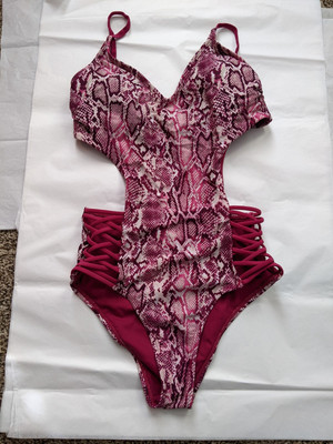 Bebe Python Cut Out Swimsuit M