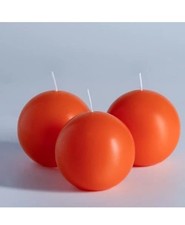 Hand-Poured, 3 Inch Round Ball Candles - Elegant Round Pillar 3"x3" Orange