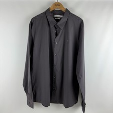 Calvin Klein Men's Slim-Fit Refined Button-Down Shirt Gray Shadow-2XL