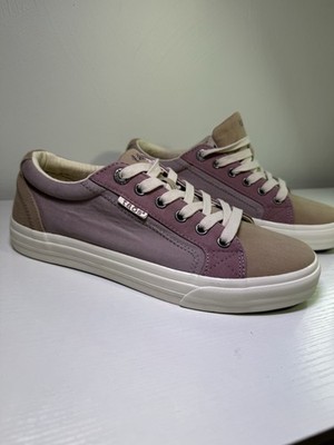 Taos Women's Mauve Beige Lace Up Canvas Sneakers Plim Soul PLS-13644 Low Top