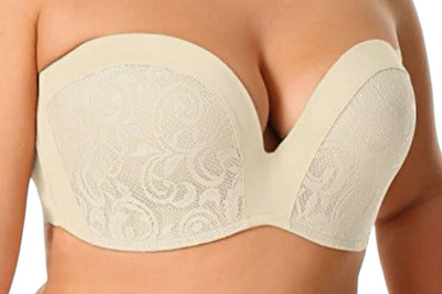 Delimira Strapless Bandeau Bra Women's UK Size 36E Ivory Lace