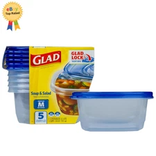 Glad Ware Food Storage Containers 5 Pack 24oz Medium Rectangle Lock Seal