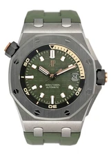 Audemars Piguet Royal Oak Offshore Diver 15720ST Green Dial Mens Watch Box Paper
