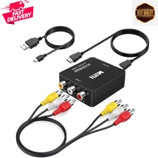 RCA to HDMI Converter 1080P Adapter with Cables for TV VHS DVD Wii PS2 Xbox