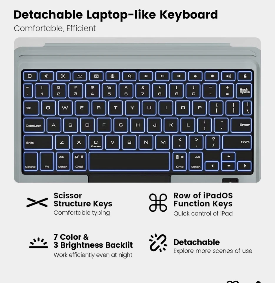 Nillkin iPad A16(第 11 代)/第 10 代保护壳带可拆卸键盘 2022 2025 — 第 2/4 张图片