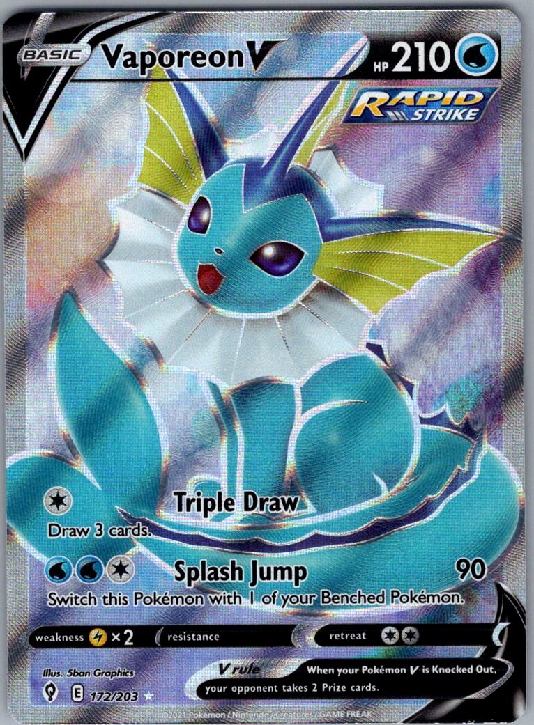 Vaporeon V (Full Art) 172/203 SWSH07: Evolving Skies - Pokemon Card - NM