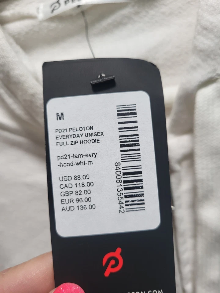 NUEVO CON ETIQUETAS PELOTON 2021 ORGULLO ~ Sudadera con capucha blanca plomo con amor cremallera completa... Foto 2 de 4