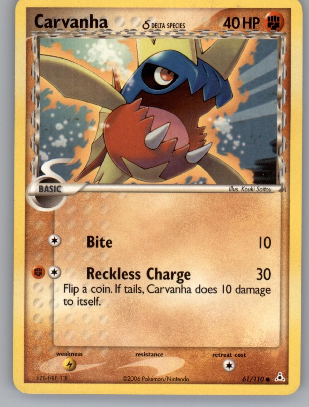 Carvanha 61/110 Common Holon Phantoms Pokemon Lightly Played