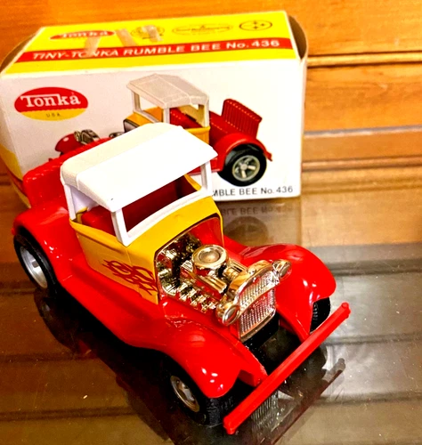 VTG Tiny Tonka Rumble Bee 436 Hot Rod Pressed Steel Toy W/BOX