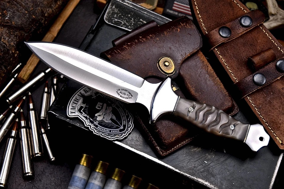 Faca de caça CFK feita à mão AUS 10 personalizada GENUÍNO CHIFRE DE OVELHA punhal grande Shiv - Imagem 4 de 4