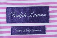 RALPH LAUREN PURPLE LABEL Men's Button Up Shirt Pink/White Striped 16.5/35