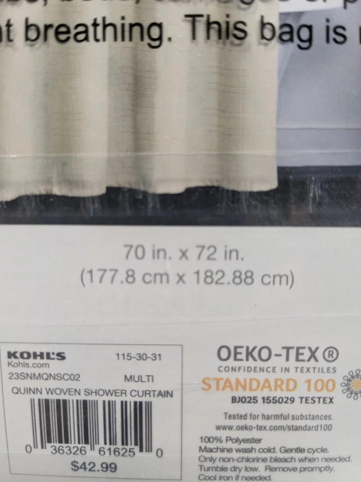 SONOMA Quinn Colección "Lino" Ligero Tejido Tela Cortina de Ducha 72 x 70" Foto 4 de 4