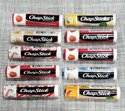  LOT OF 10 CHAPSTICKS Lip Balm VARIETY Vanilla Icing Passion Fruit Candy Cherry 