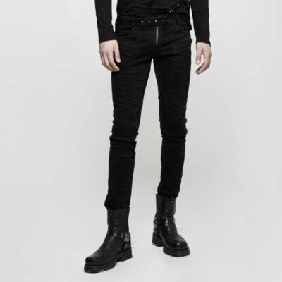 Punk Rave Black Jeans. Metal, Gothic. K-300