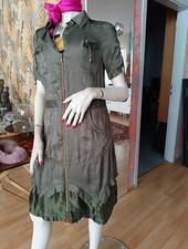 BIBA GEhrock Blusenkleid Kleid Jacke Oliv CUPRO Seide-46%  Leinen 54% Größe 40 M