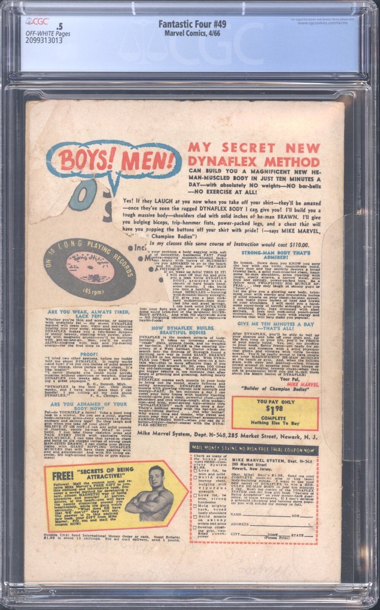 Fantastic Four #49 CGC 0.5 OW Marvel 1966 1st cover Silver Fantastic Four #49 CGC 0.5 OW Marvel 1966 1st cover Silver