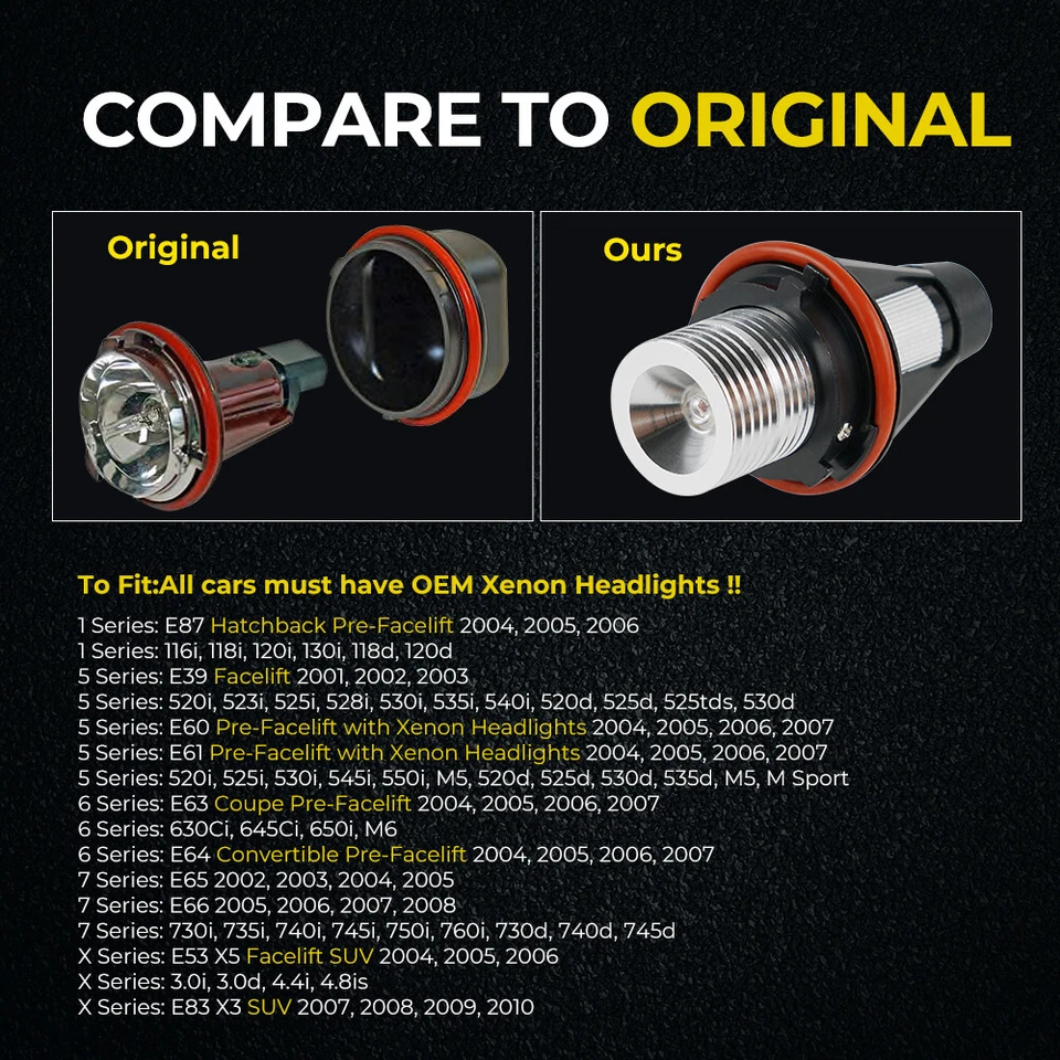 Lâmpadas marcadoras LED vermelhas olhos de anjo 1600LM para BMW 630Ci 645Ci 650i M6 04-07 - Imagem 2 de 4