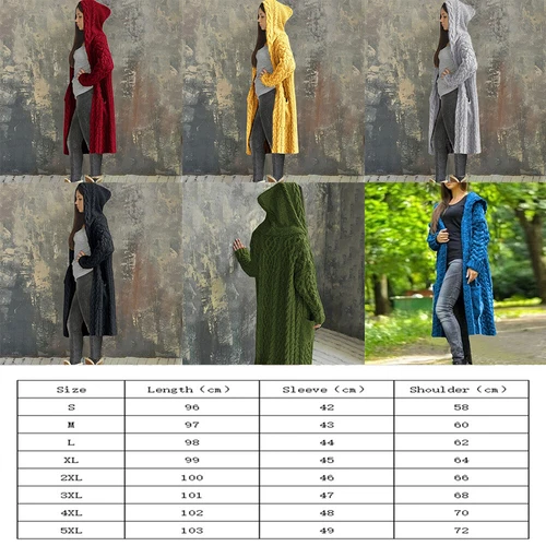 Womens Winter Warm Cardigan Coat Outwear Long Sleeve Jacket Hooded Knit Sweater - Picture 4 of 29