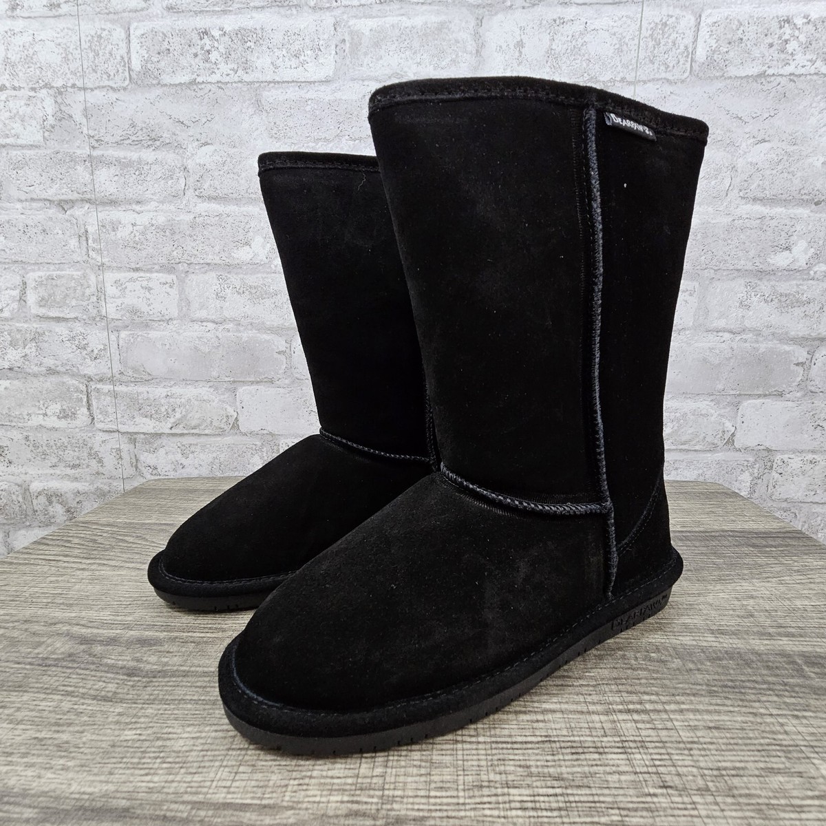 NWT Bearpaw Winter Boots Youth Size Black Emma Tall Suede Wool