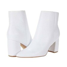Marc Fisher Sz. 5 M White Embossed Retire Bootie Pointed Toe Block Sculp Heel