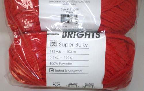 Premier Yarns Basix Chenille Brights Super Bulky Poppy Red Package of 3 Skeins - Picture 7 of 7