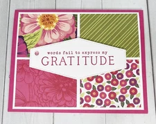 Stampin Up Card Kit Gratitude Flowering Zinnias DSP Thank You - 4 Cards