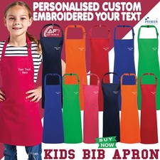 Personalised Embroidered Classic Kids BIB Apron Kitchen Chef Cleaning Workwear