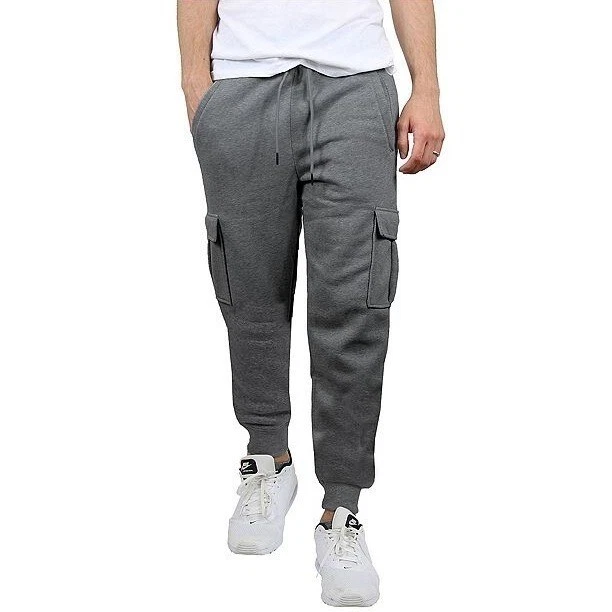 Blue Ice Men's Fleece-Lined Cargo Jogger Sweatpants in Charcoal - Size 2XL