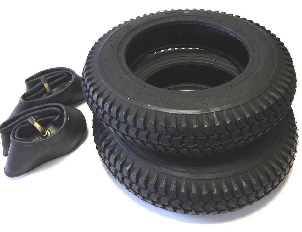 2x Rollstuhlreifen 3.00-8 schwarz Block + 2x Schlauch WV Elektromobil Scooter