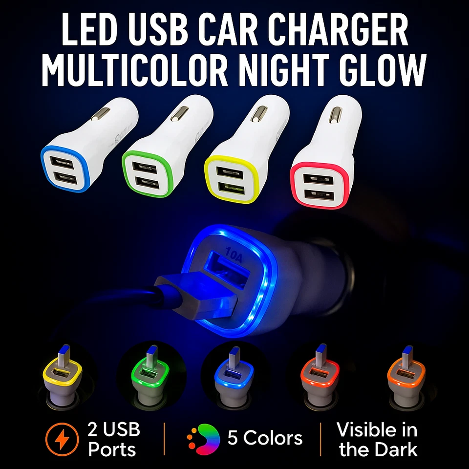 Cargador de Carro Rapido 2 Puertos Adaptador de Coche para Telefonos Smart Phone - Image 2 of 4