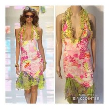 VERSACE VINTAGE SEXY PLUNGING OPEN BACK DRESS SIZE it 38 ss 2004
